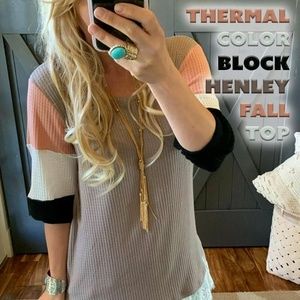 Thermal Color Block Henley
